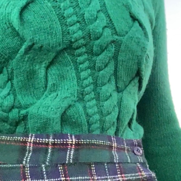 Cremieux preppy green cable-knit pullover fitted sweater, women’s XS - Picture 3 of 16